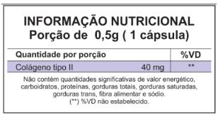 tabela nutricional COLÁGENO-TIPO-II