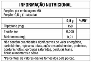 tabela nutricional MELATONINA