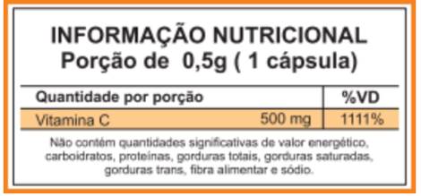 tabela nutricional VITAMINA-C