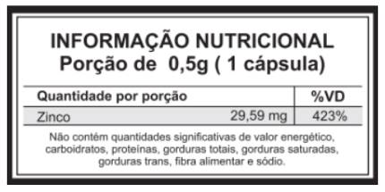 tabela nutricional ZINCO-QUELADO